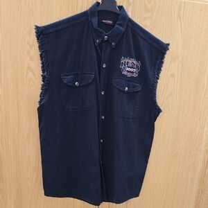 Men's Sleeveless Denim Shirt - Black